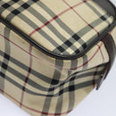 BURBERRY Nova Check Hand Bag Nylon Black Beige Auth yk13499-14