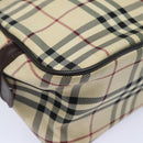 BURBERRY Nova Check Hand Bag Nylon Black Beige Auth yk13499-15