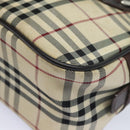 BURBERRY Nova Check Hand Bag Nylon Black Beige Auth yk13499-16