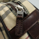 BURBERRY Nova Check Hand Bag Nylon Black Beige Auth yk13499-10