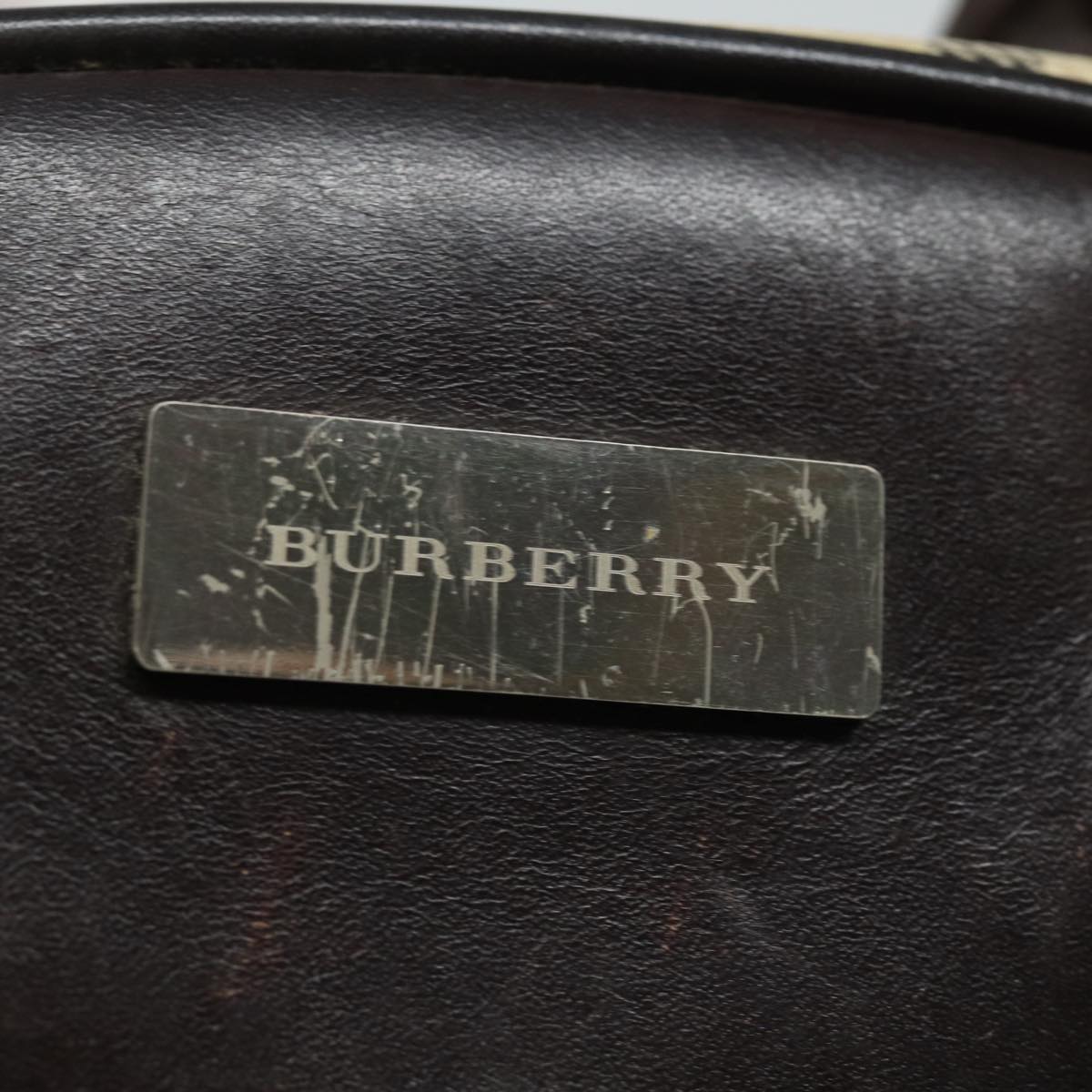 BURBERRY Nova Check Hand Bag Nylon Black Beige Auth yk13499