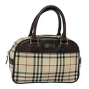 BURBERRY Nova Check Hand Bag Nylon Black Beige Auth yk13499-1
