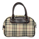 BURBERRY Nova Check Hand Bag Nylon Black Beige Auth yk13499-2