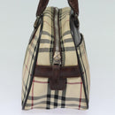 BURBERRY Nova Check Hand Bag Nylon Black Beige Auth yk13499-3