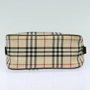 BURBERRY Nova Check Hand Bag Nylon Black Beige Auth yk13499-5