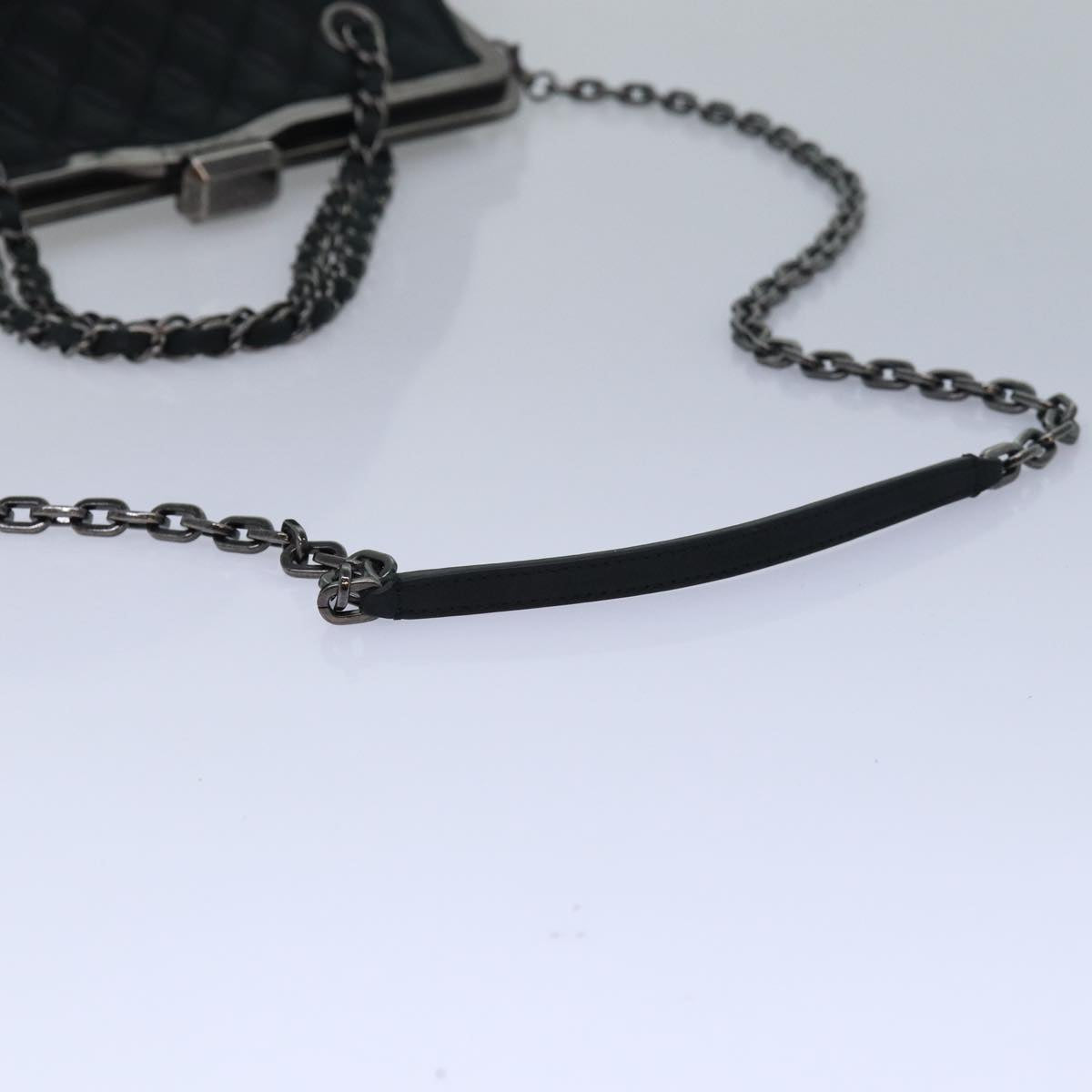 CHANEL Matelasse Chain Gamaguchi Hand Bag Leather 2way Black CC Auth yk13501