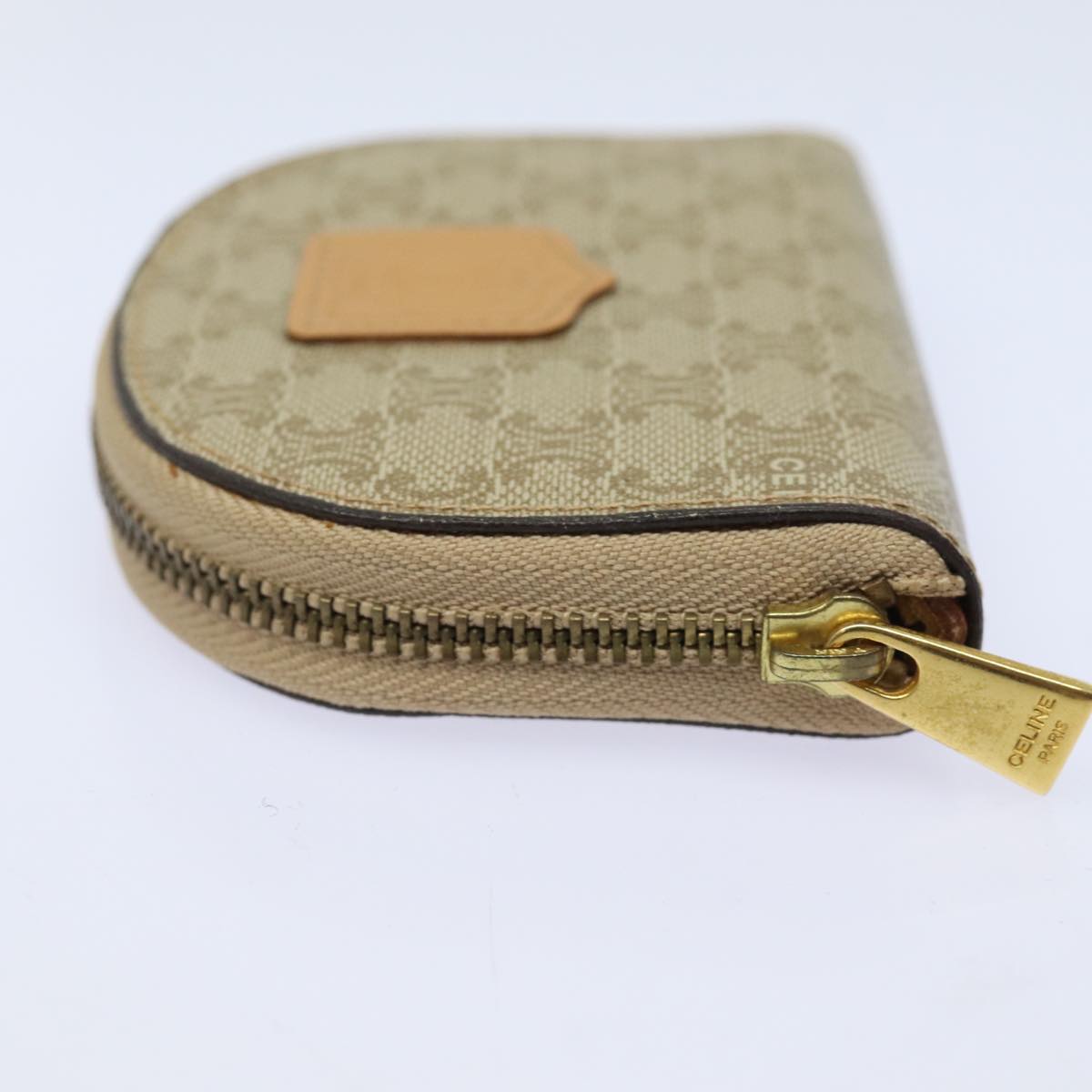 CELINE Macadam Canvas Coin Purse Beige Auth yk13518