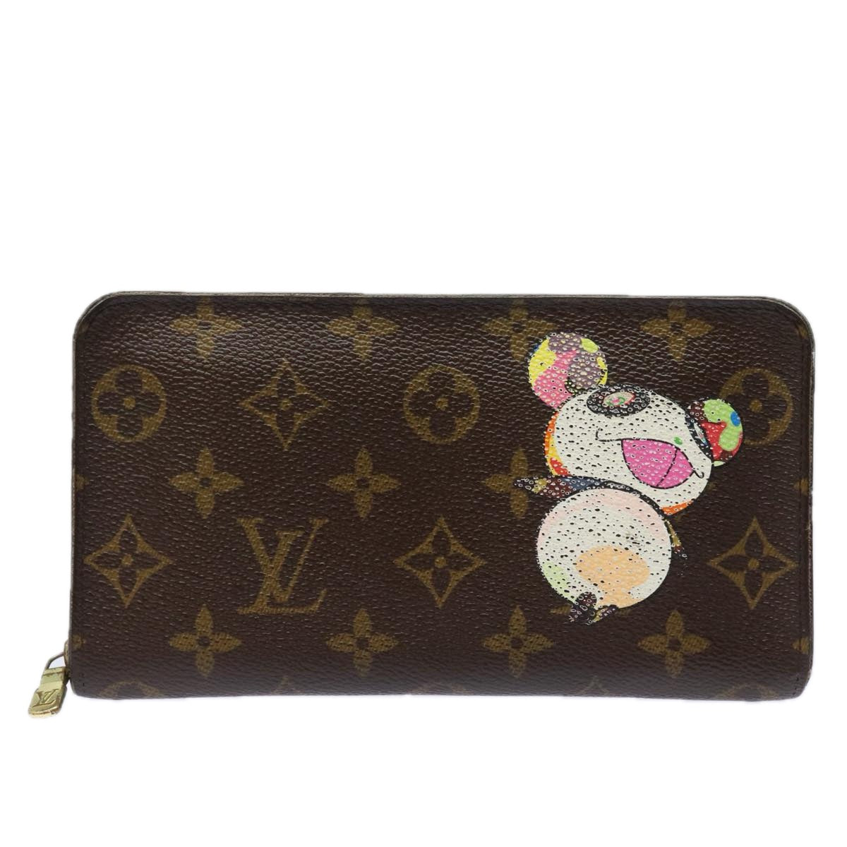 LOUIS VUITTON Monogram Panda Porte Monnaie Zip Long Wallet M61729 Auth yk13520