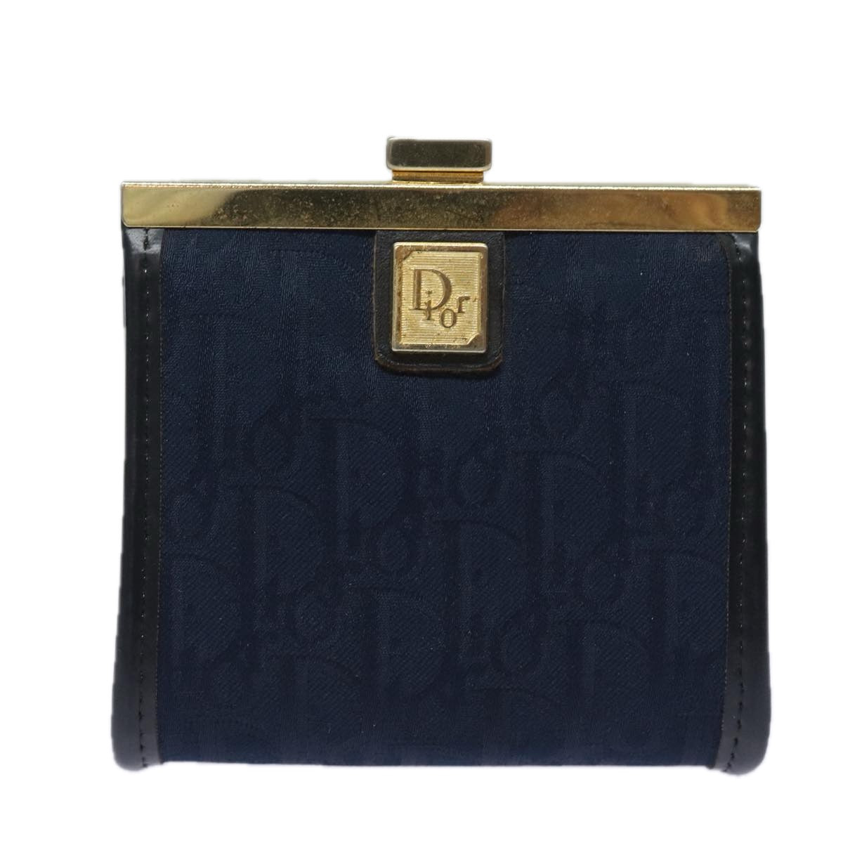 Christian Dior Trotter Canvas Gamaguchi Coin Purse Navy Auth yk13524 - 0