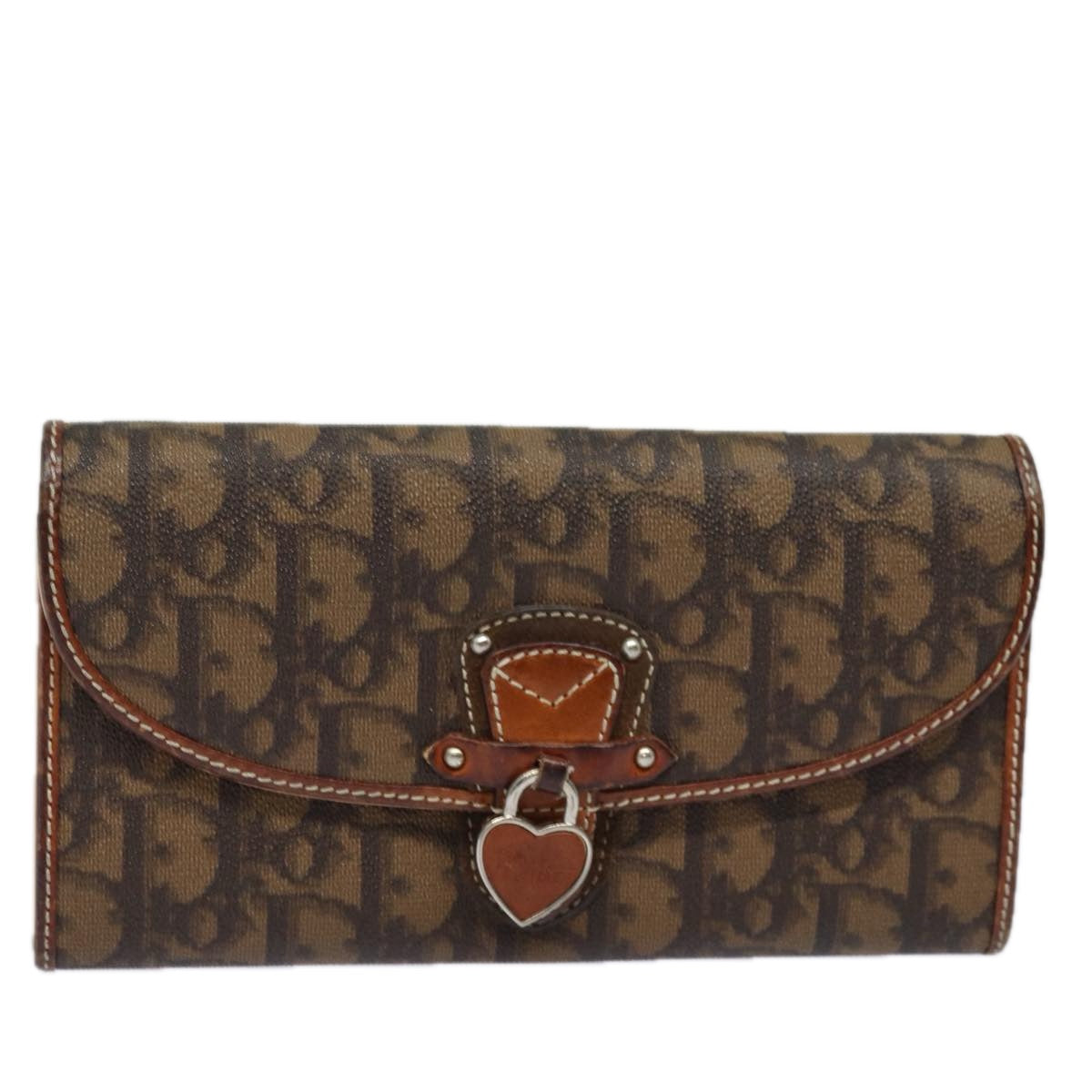 Christian Dior Trotter Canvas Wallet Brown Auth yk13525