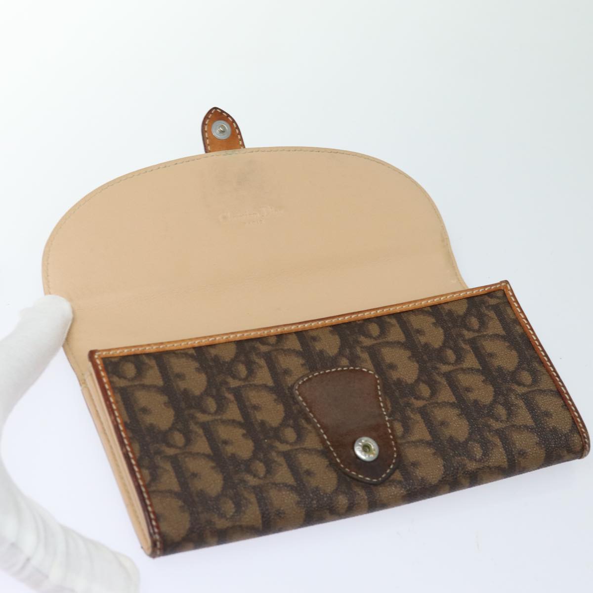 Christian Dior Trotter Canvas Wallet Brown Auth yk13525