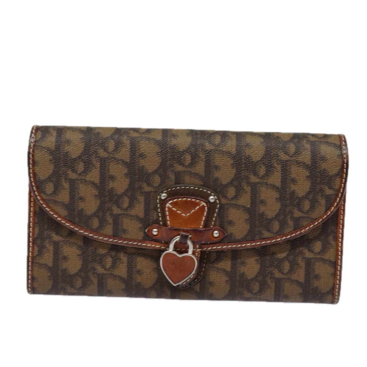 Christian Dior Trotter Canvas Wallet Brown Auth yk13525