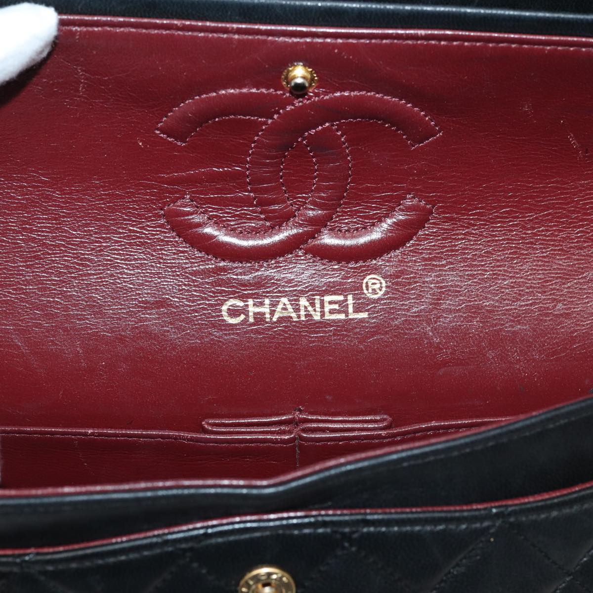 CHANEL Matelasse 23 Turn Lock Chain Bag Lamb Skin Black CC Auth yk13530A