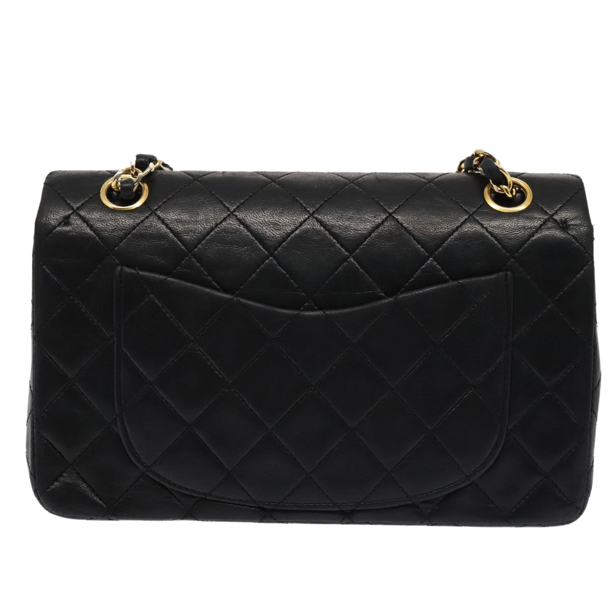 CHANEL Matelasse 23 Turn Lock Chain Bag Lamb Skin Black CC Auth yk13530A