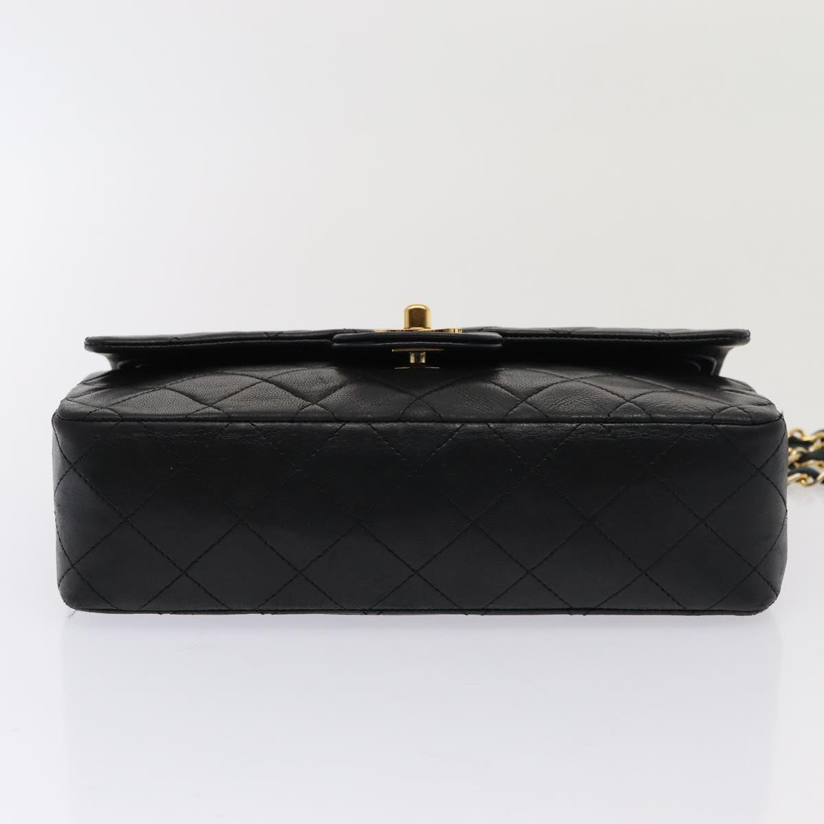 CHANEL Matelasse 23 Turn Lock Chain Bag Lamb Skin Black CC Auth yk13530A