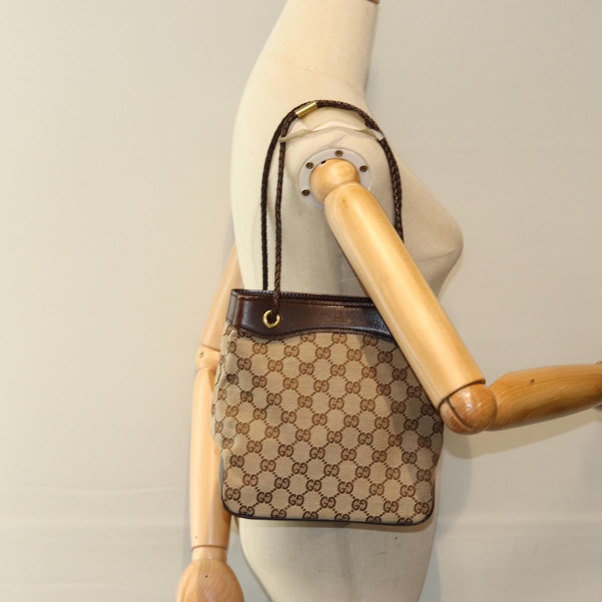 GUCCI GG Canvas Hand Bag Beige Auth yk13565