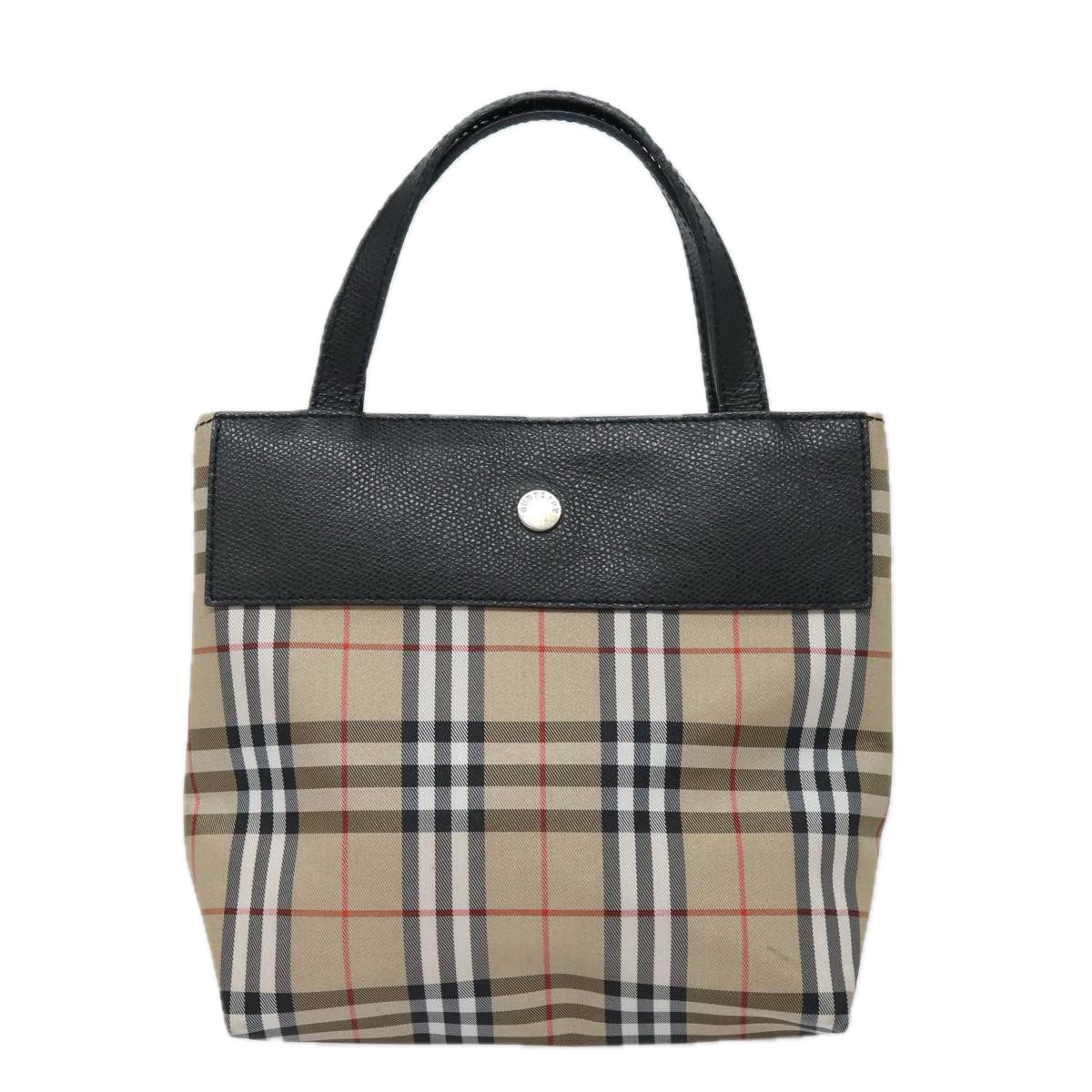 BURBERRY Nova Check Hand Bag Canvas Beige Auth yk13568