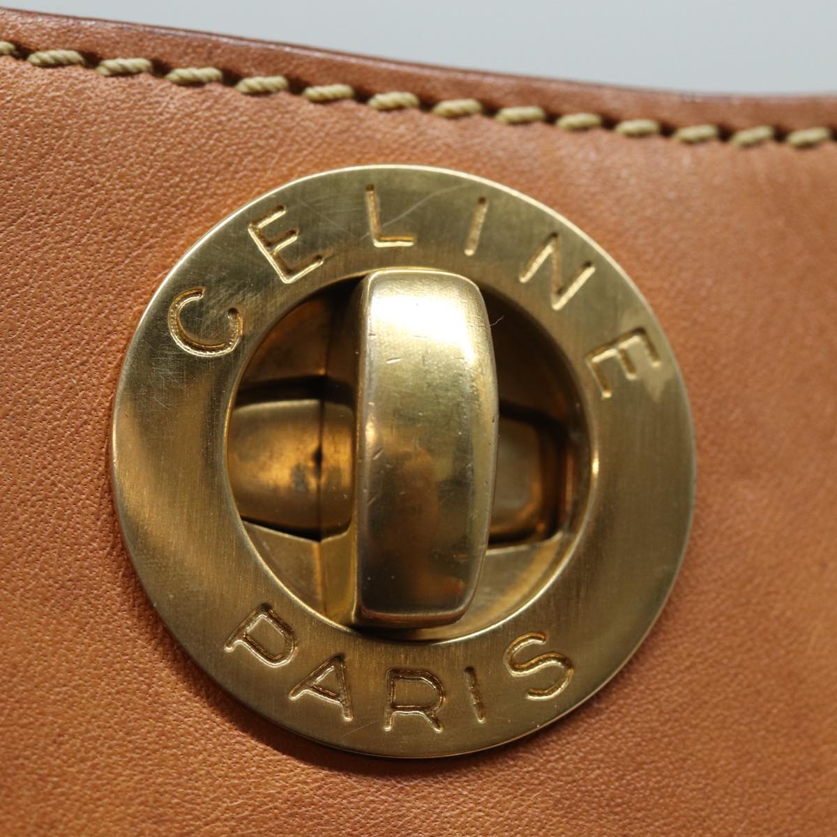 CELINE Shoulder Bag Leather Brown Auth yk13583