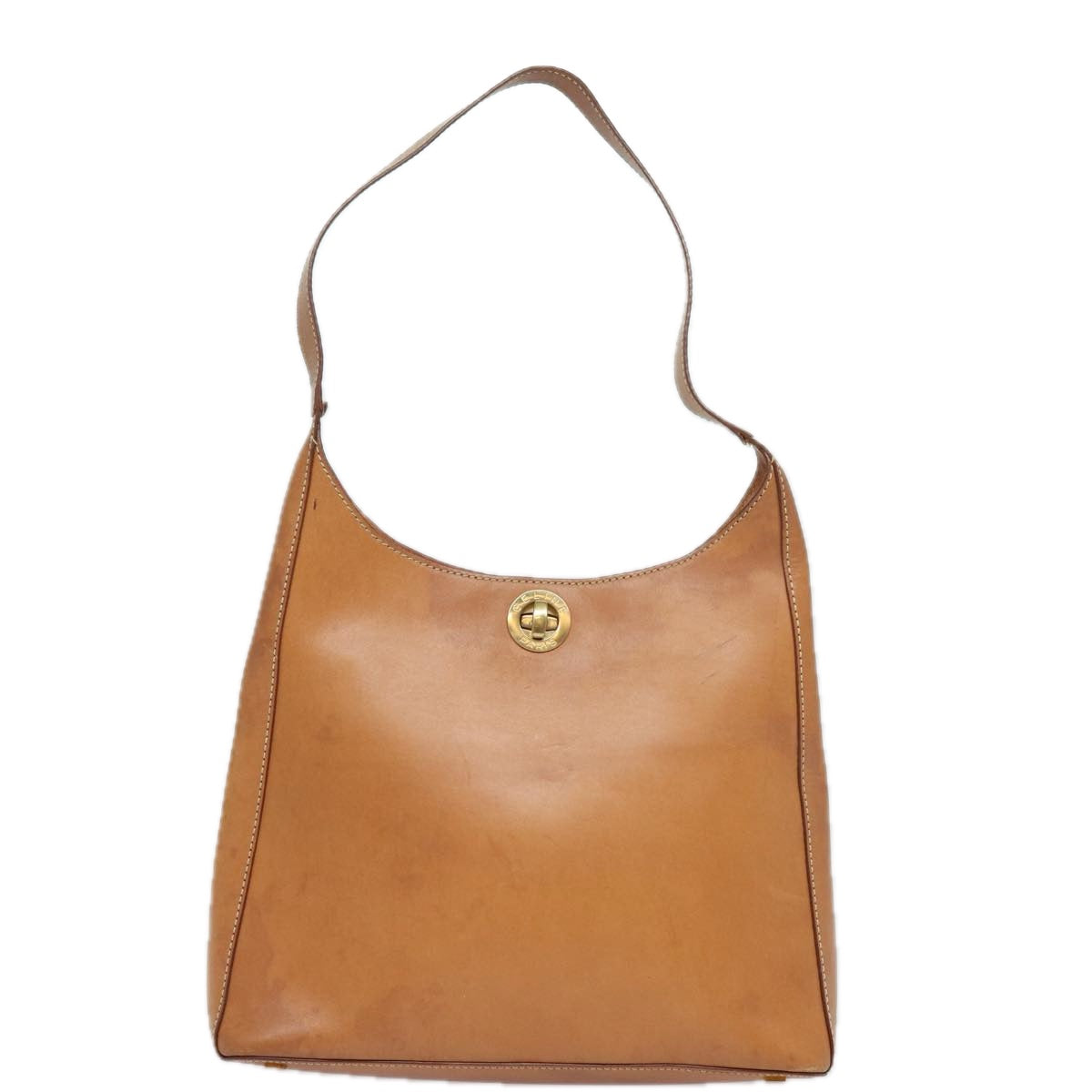 CELINE Shoulder Bag Leather Brown Auth yk13583