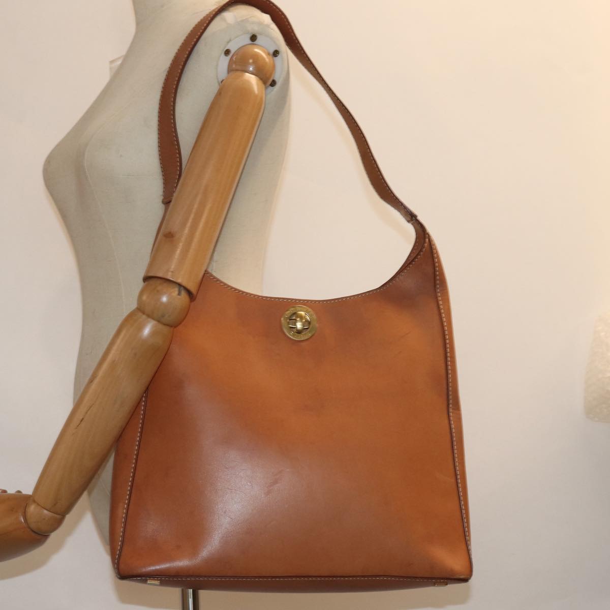 CELINE Shoulder Bag Leather Brown Auth yk13583