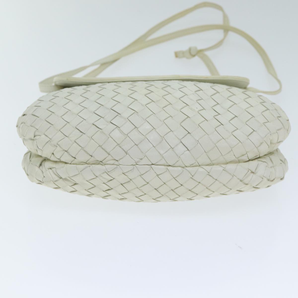 BOTTEGA VENETA INTRECCIATO Shoulder Bag Leather White Auth yk13588