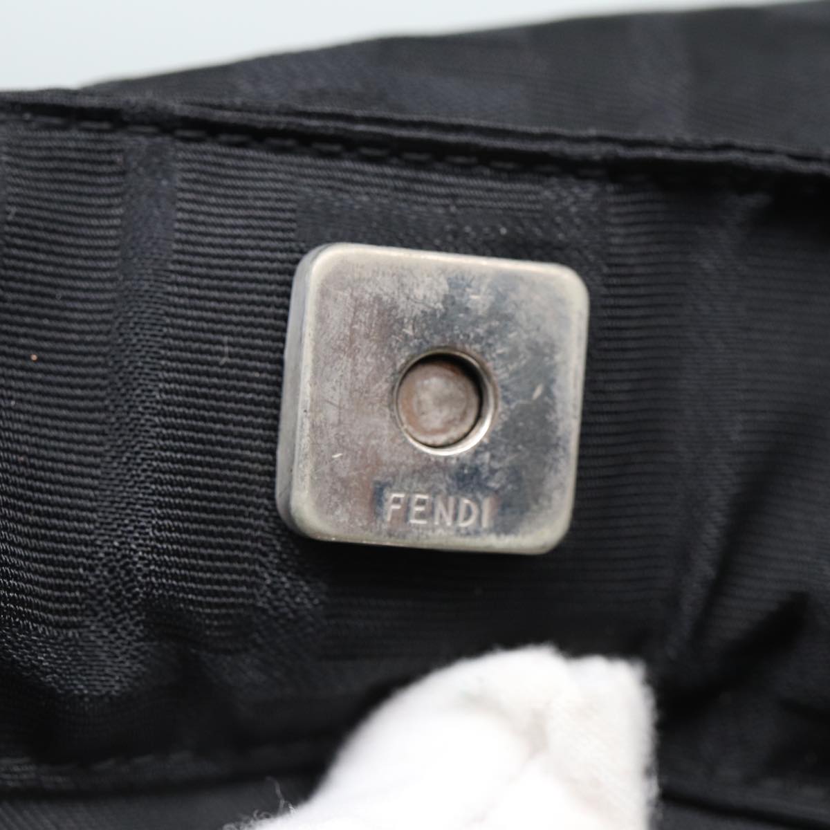 FENDI Zucca Canvas Shoulder Bag Black Auth yk13590