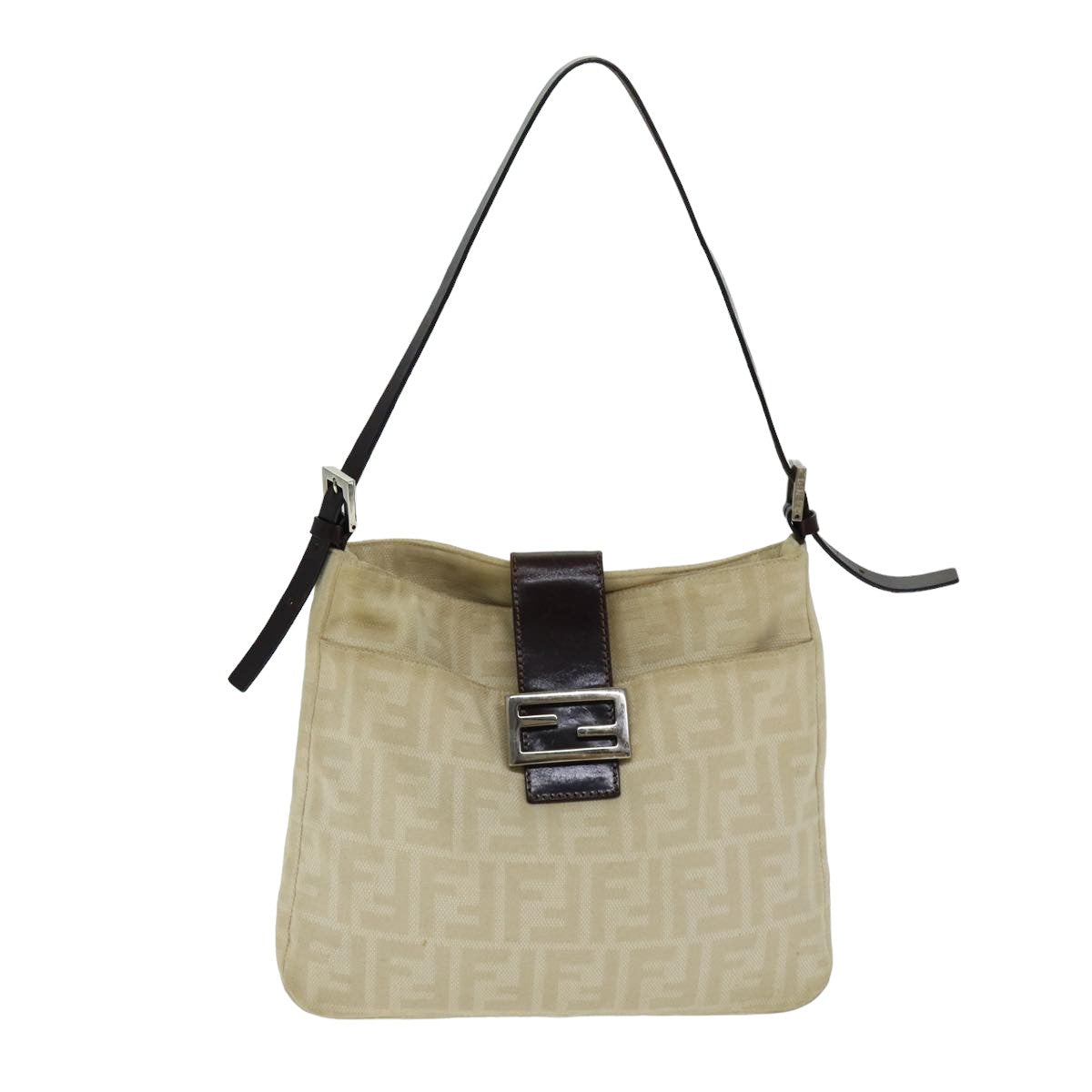 FENDI Zucca Canvas Mamma Baguette Shoulder Bag Beige Auth yk13591 - 0