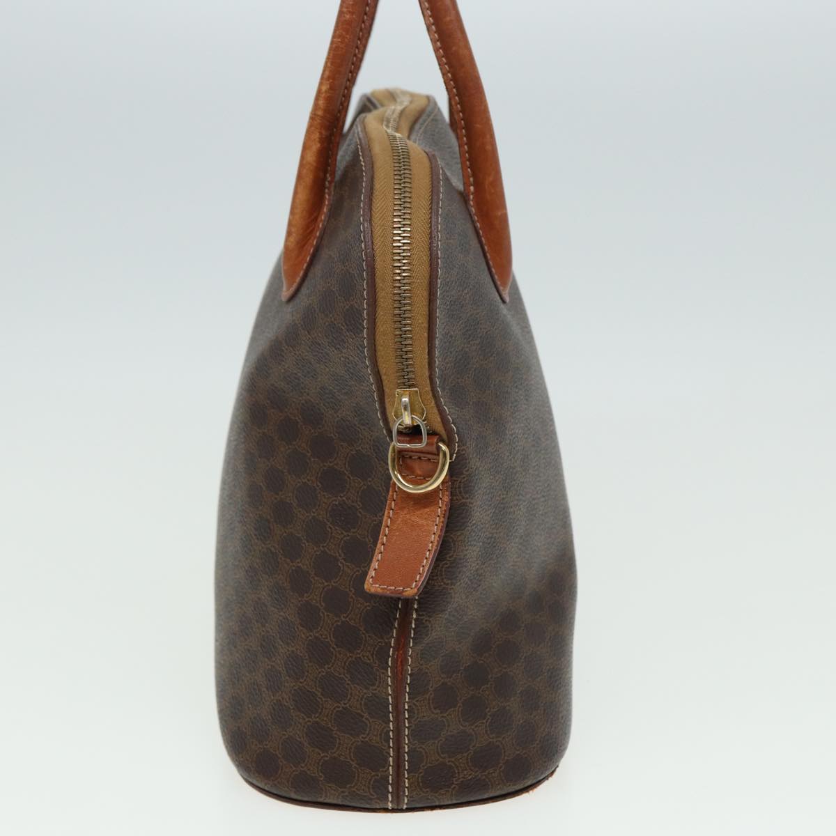 CELINE Macadam Canvas Hand Bag PVC Leather Brown Auth yk13595