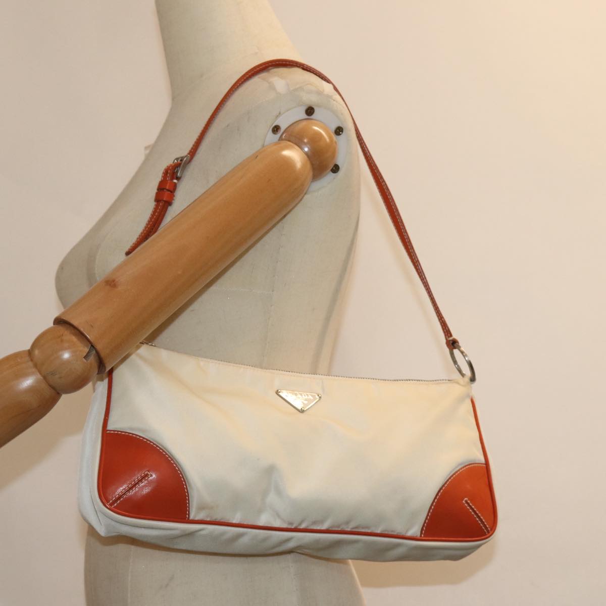 PRADA Shoulder Bag Nylon White Auth yk13603