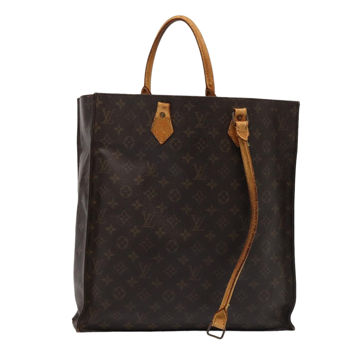 LOUIS VUITTON Monogram Sac Plat Hand Bag M51140 LV Auth yk13608