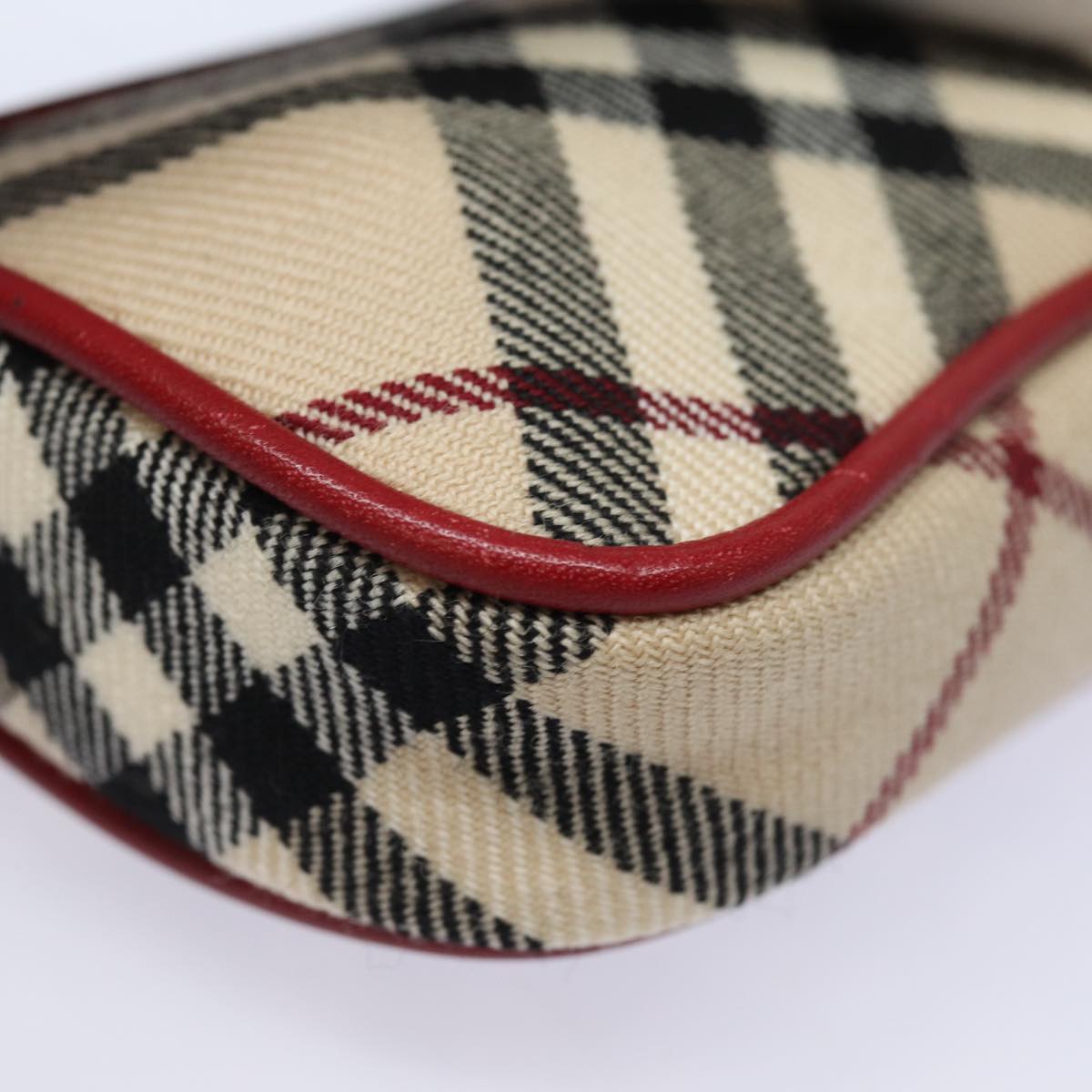 BURBERRY Nova Check Blue Label Pouch Canvas Beige Auth yk13609