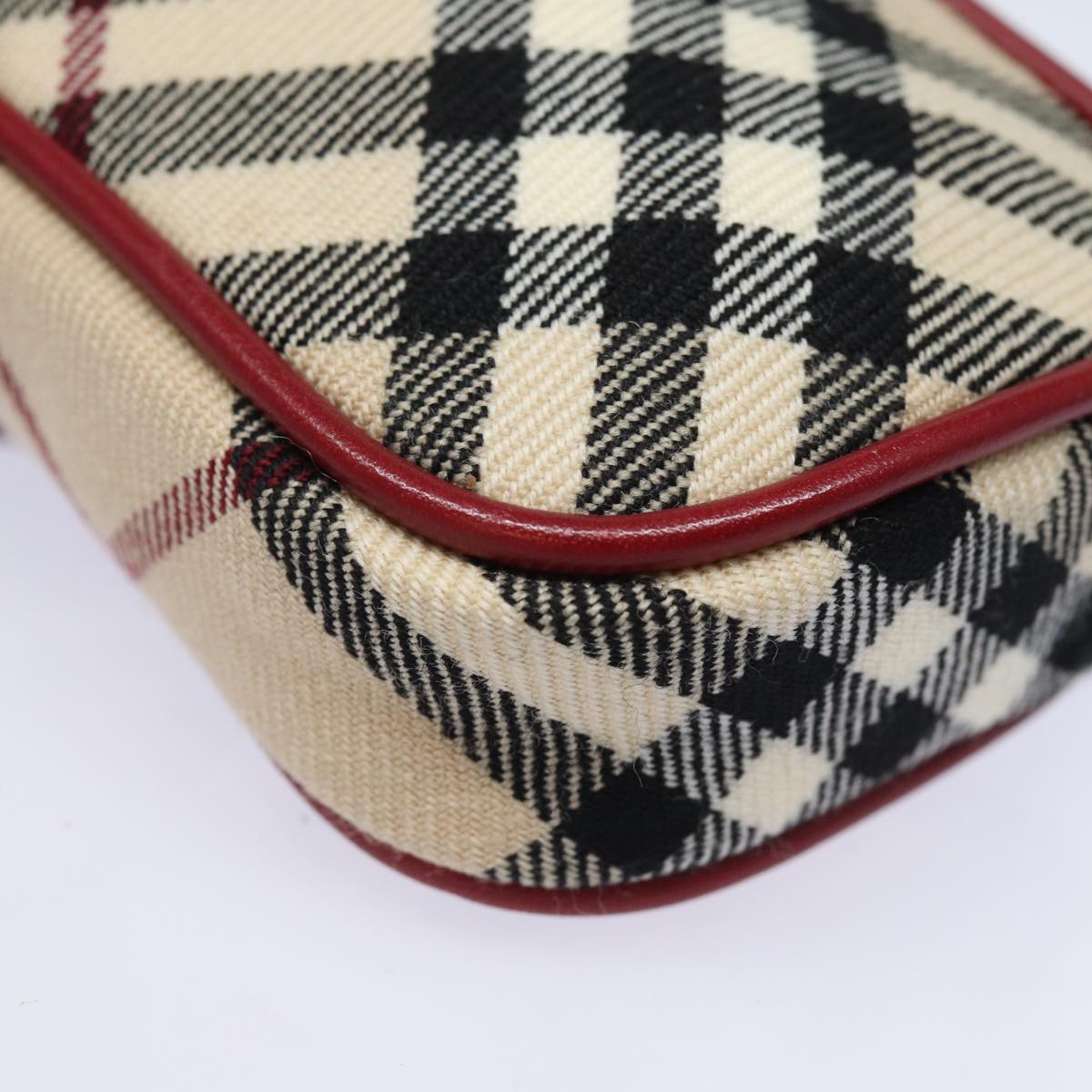 BURBERRY Nova Check Blue Label Pouch Canvas Beige Auth yk13609