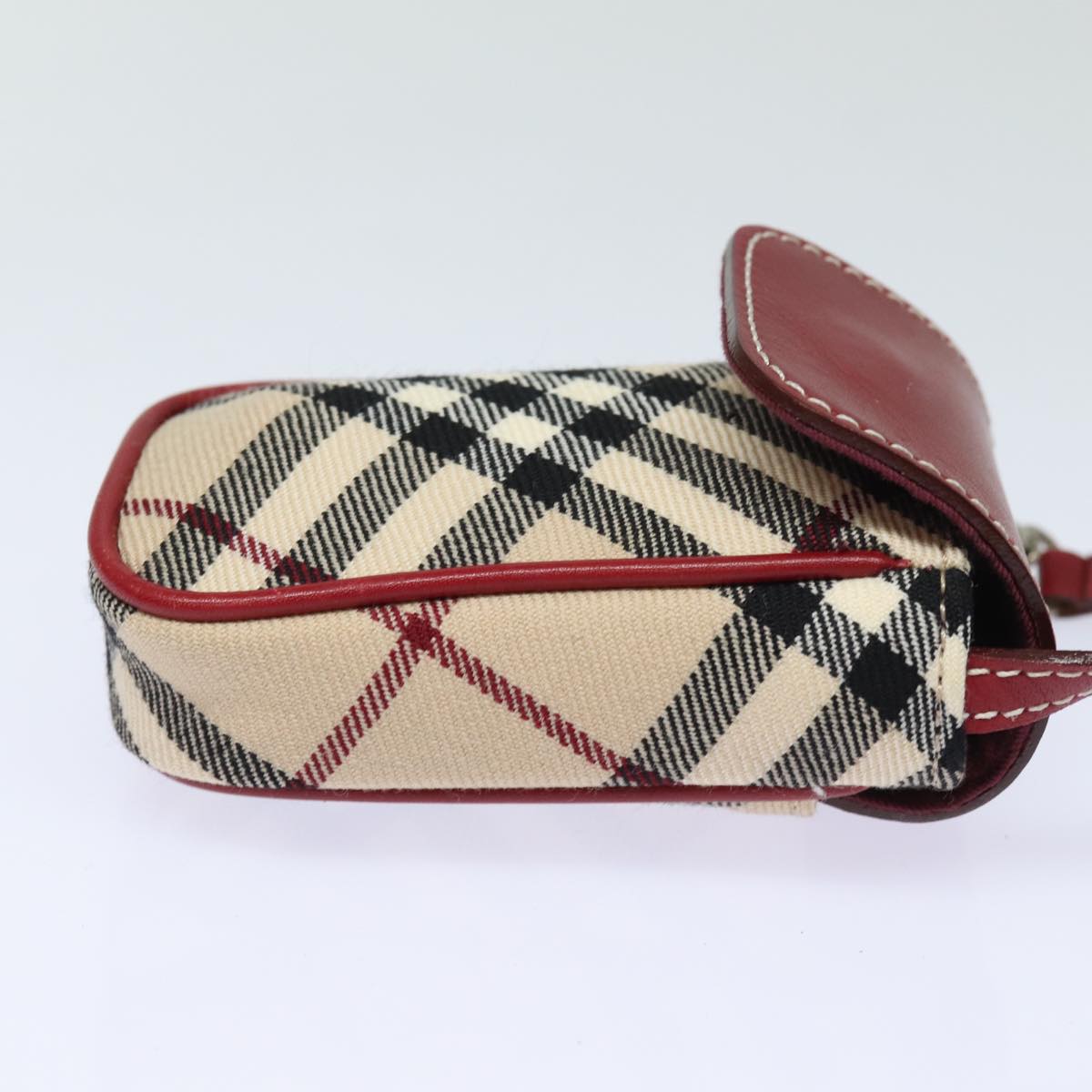 BURBERRY Nova Check Blue Label Pouch Canvas Beige Auth yk13609