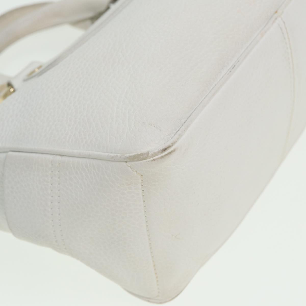 CELINE Boogie bag Hand Bag Leather White Auth yk13610