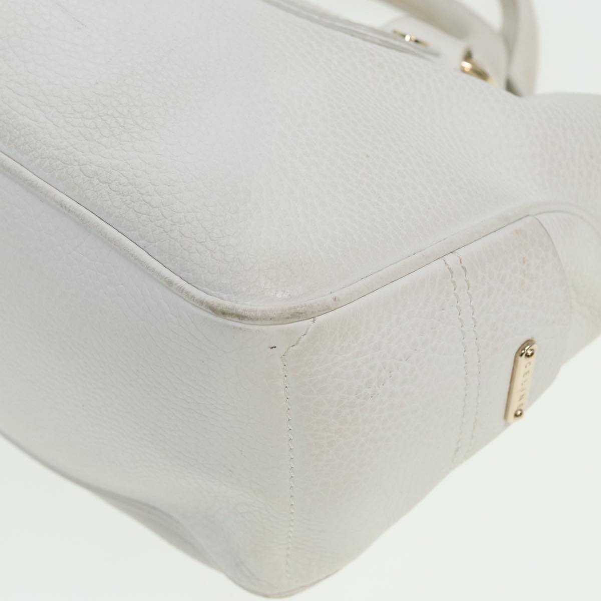 CELINE Boogie bag Hand Bag Leather White Auth yk13610