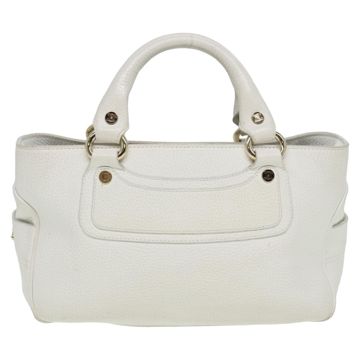 CELINE Boogie bag Hand Bag Leather White Auth yk13610