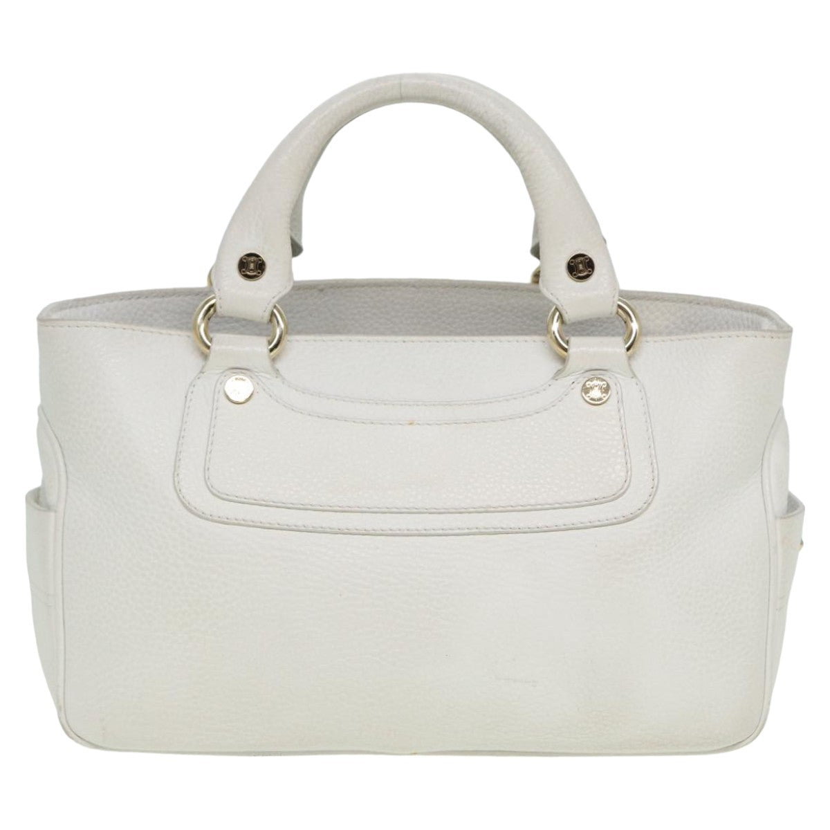 CELINE Boogie bag Hand Bag Leather White Auth yk13610 - 0