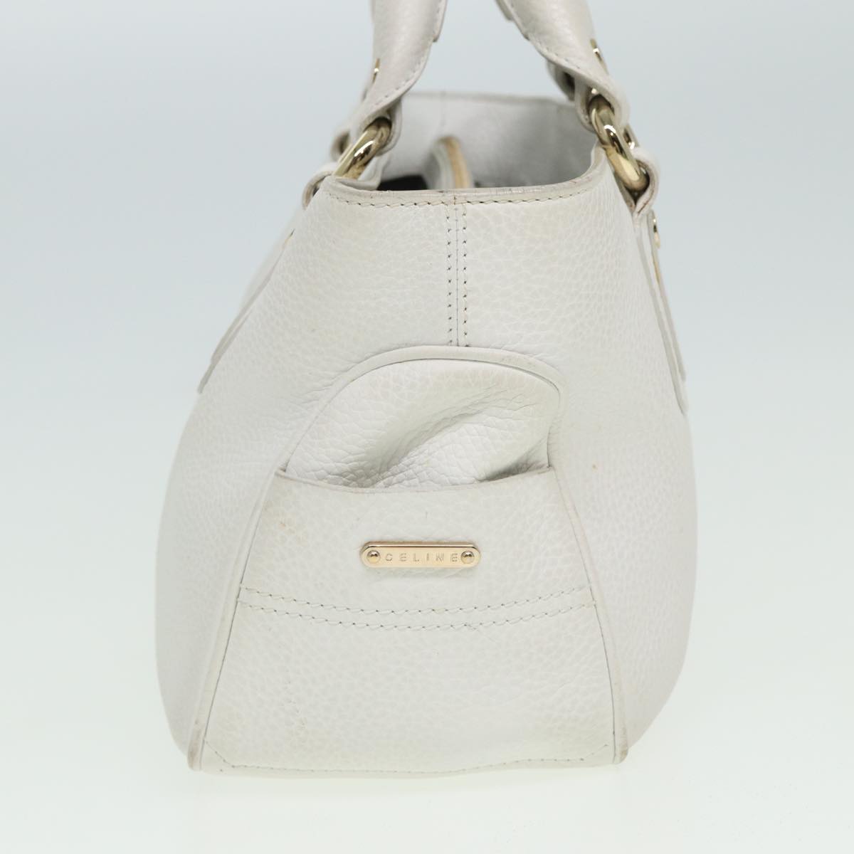 CELINE Boogie bag Hand Bag Leather White Auth yk13610