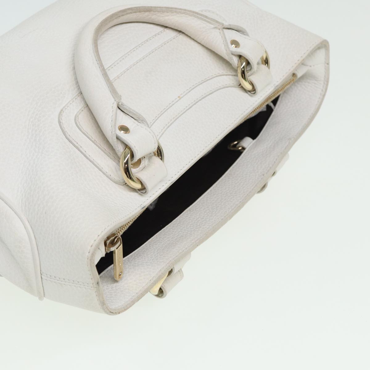 CELINE Boogie bag Hand Bag Leather White Auth yk13610