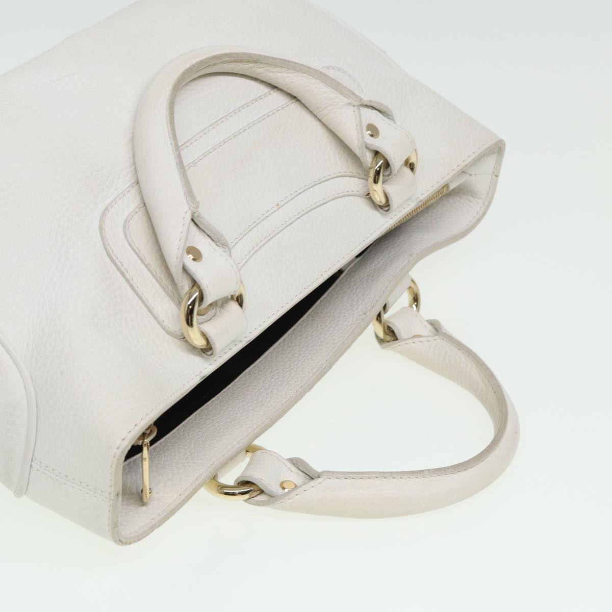 CELINE Boogie bag Hand Bag Leather White Auth yk13610