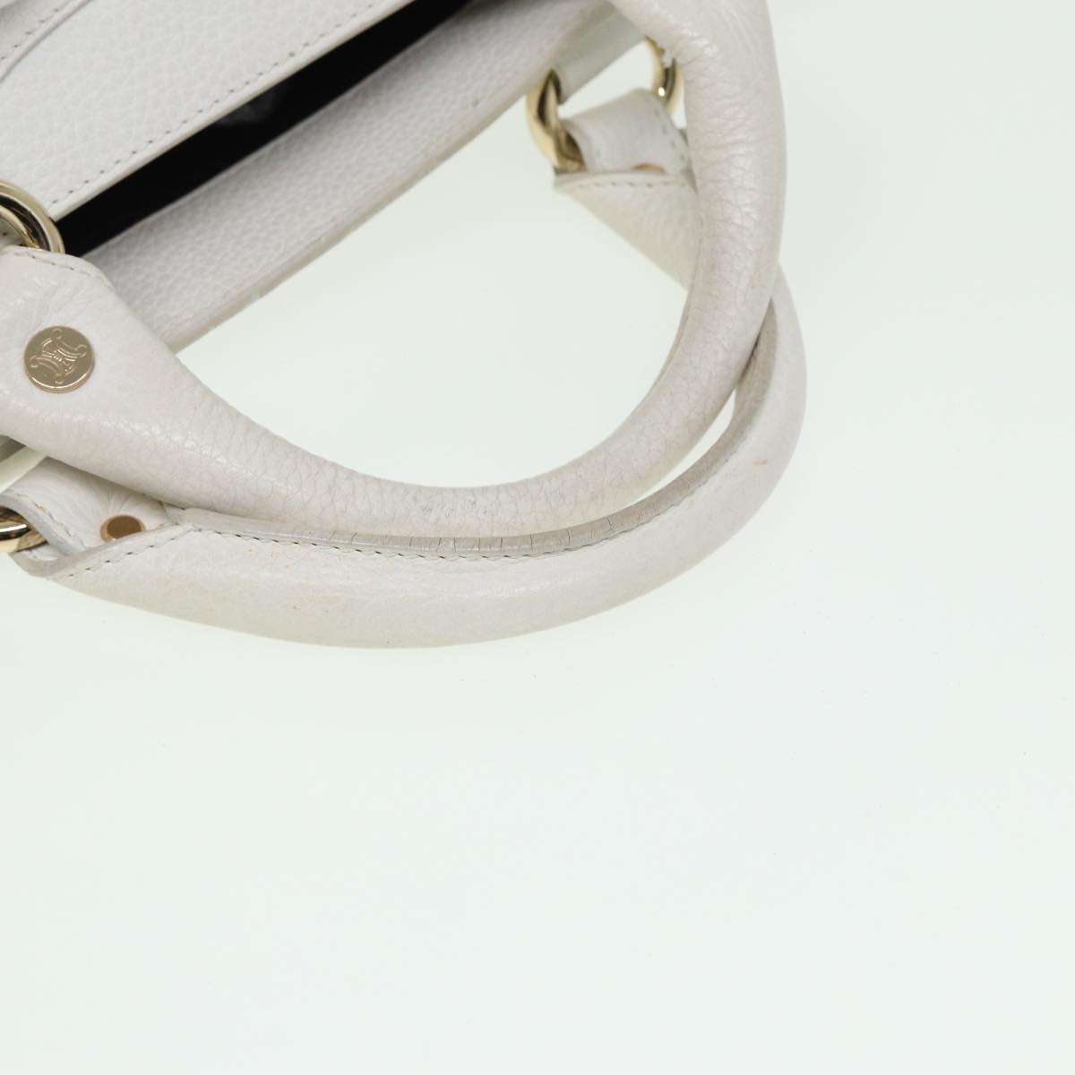 CELINE Boogie bag Hand Bag Leather White Auth yk13610