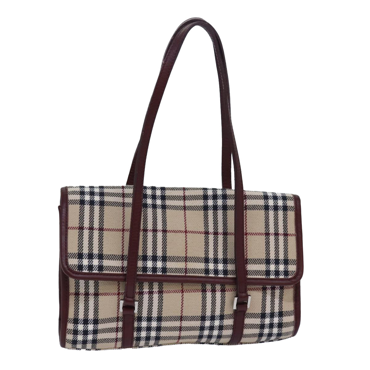 BURBERRY Nova Check Hand Bag Canvas Beige Auth yk13611