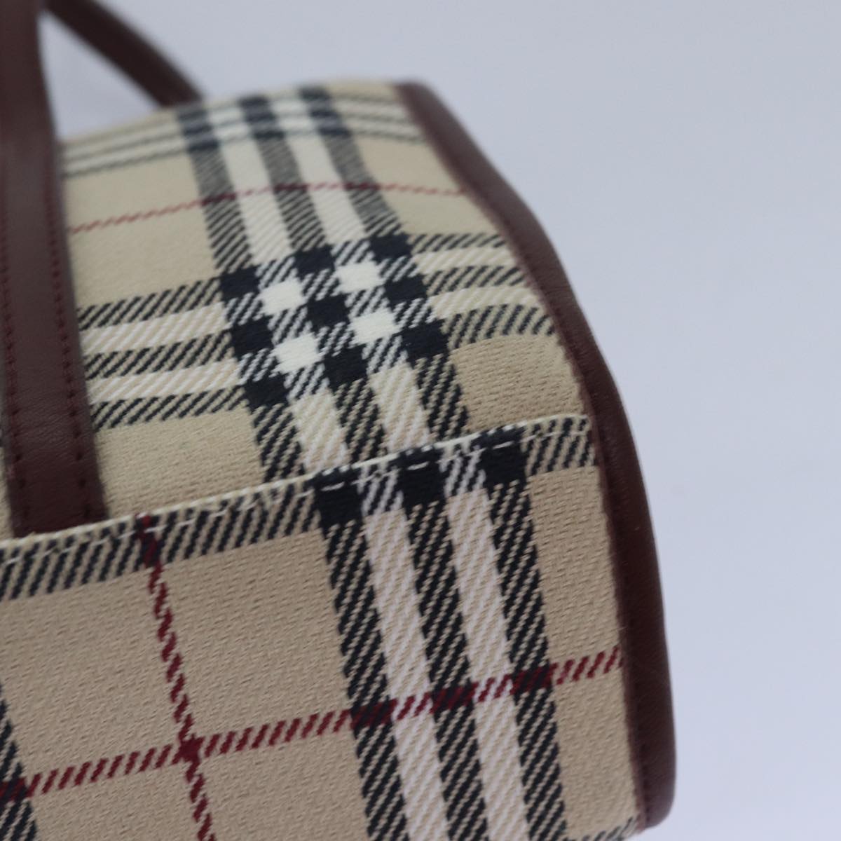 BURBERRY Nova Check Hand Bag Canvas Beige Auth yk13611