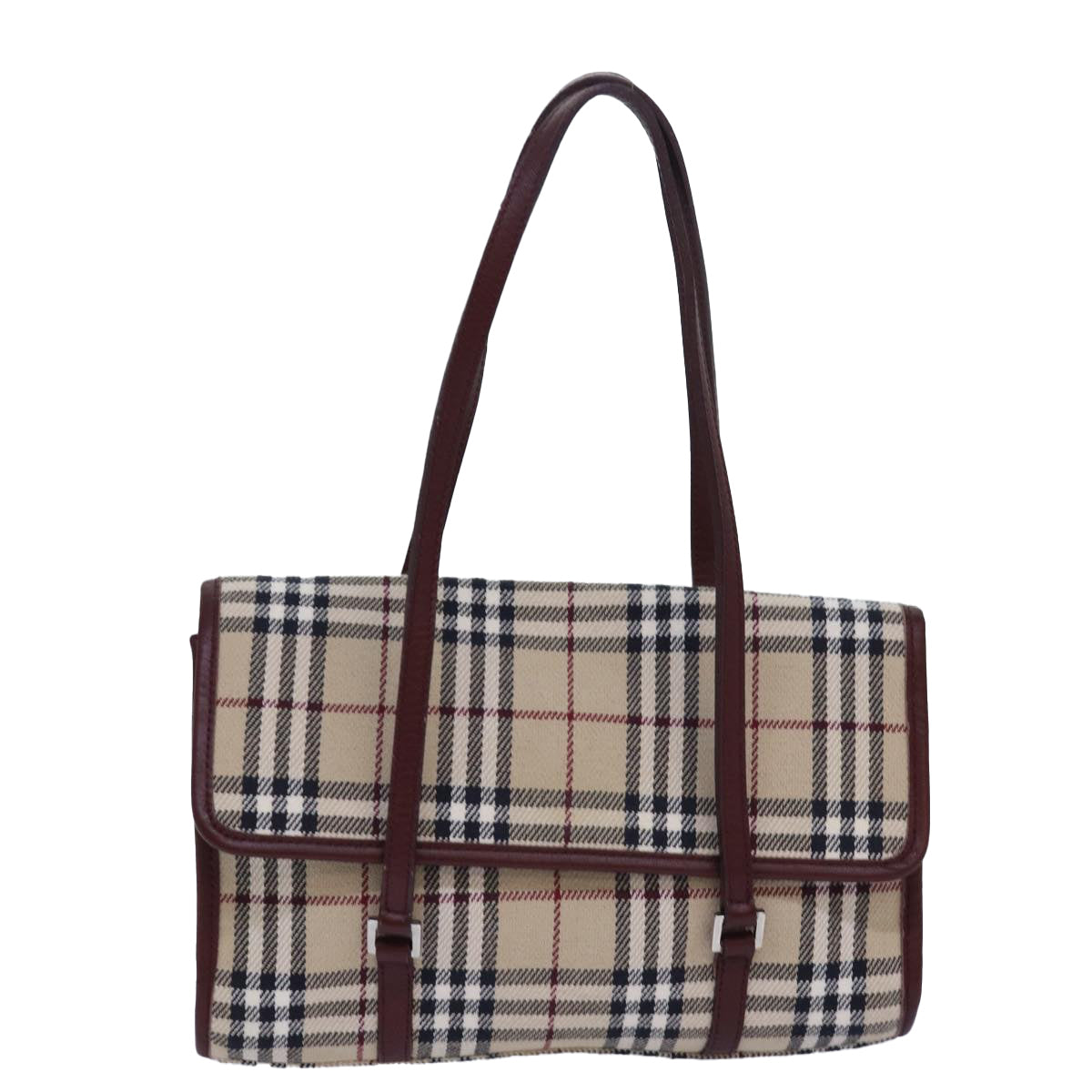 BURBERRY Nova Check Hand Bag Canvas Beige Auth yk13611