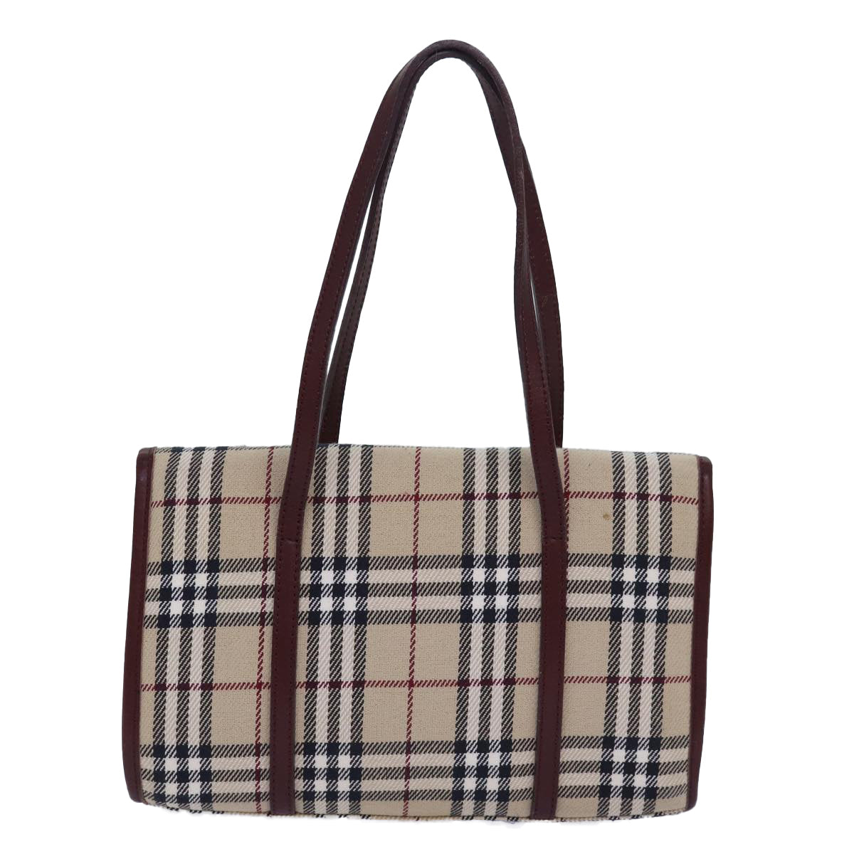 BURBERRY Nova Check Hand Bag Canvas Beige Auth yk13611