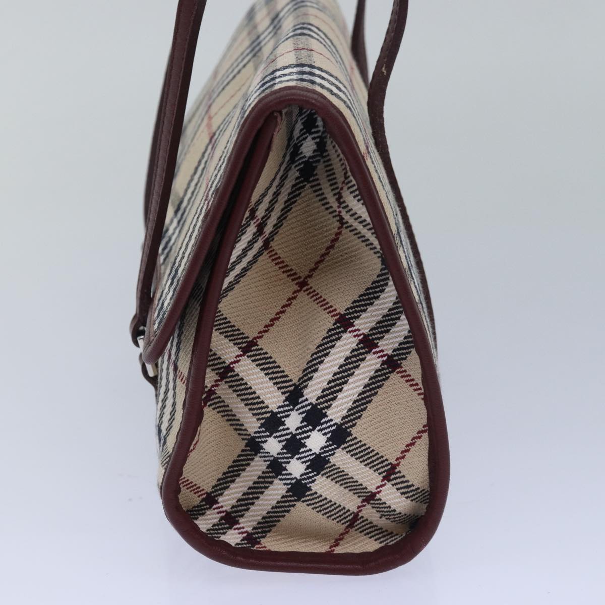 BURBERRY Nova Check Hand Bag Canvas Beige Auth yk13611