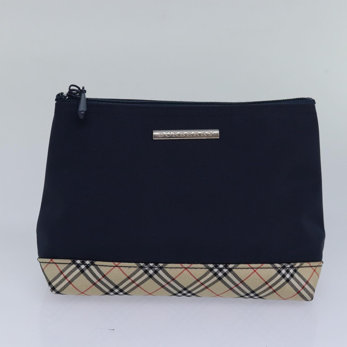 BURBERRY Nova Check Pouch Canvas 3Set Beige Navy Auth yk13612