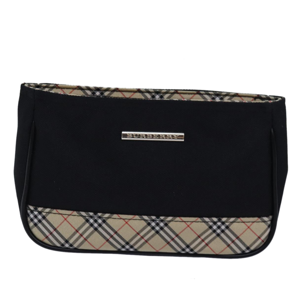 BURBERRY Nova Check Pouch Canvas 3Set Beige Navy Auth yk13612