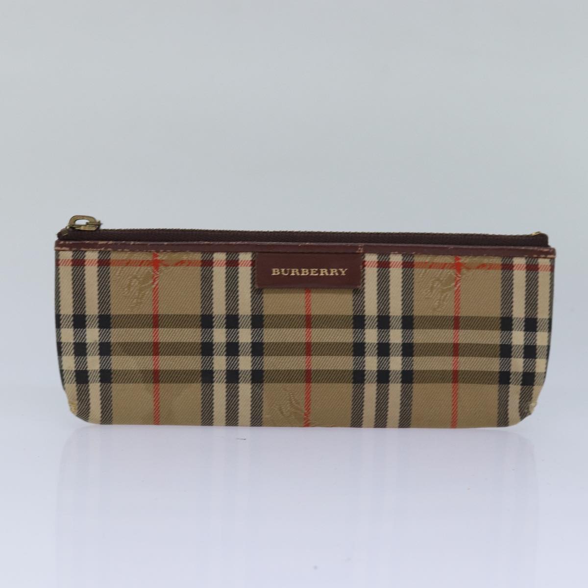 BURBERRY Nova Check Pouch Canvas 3Set Beige Navy Auth yk13612