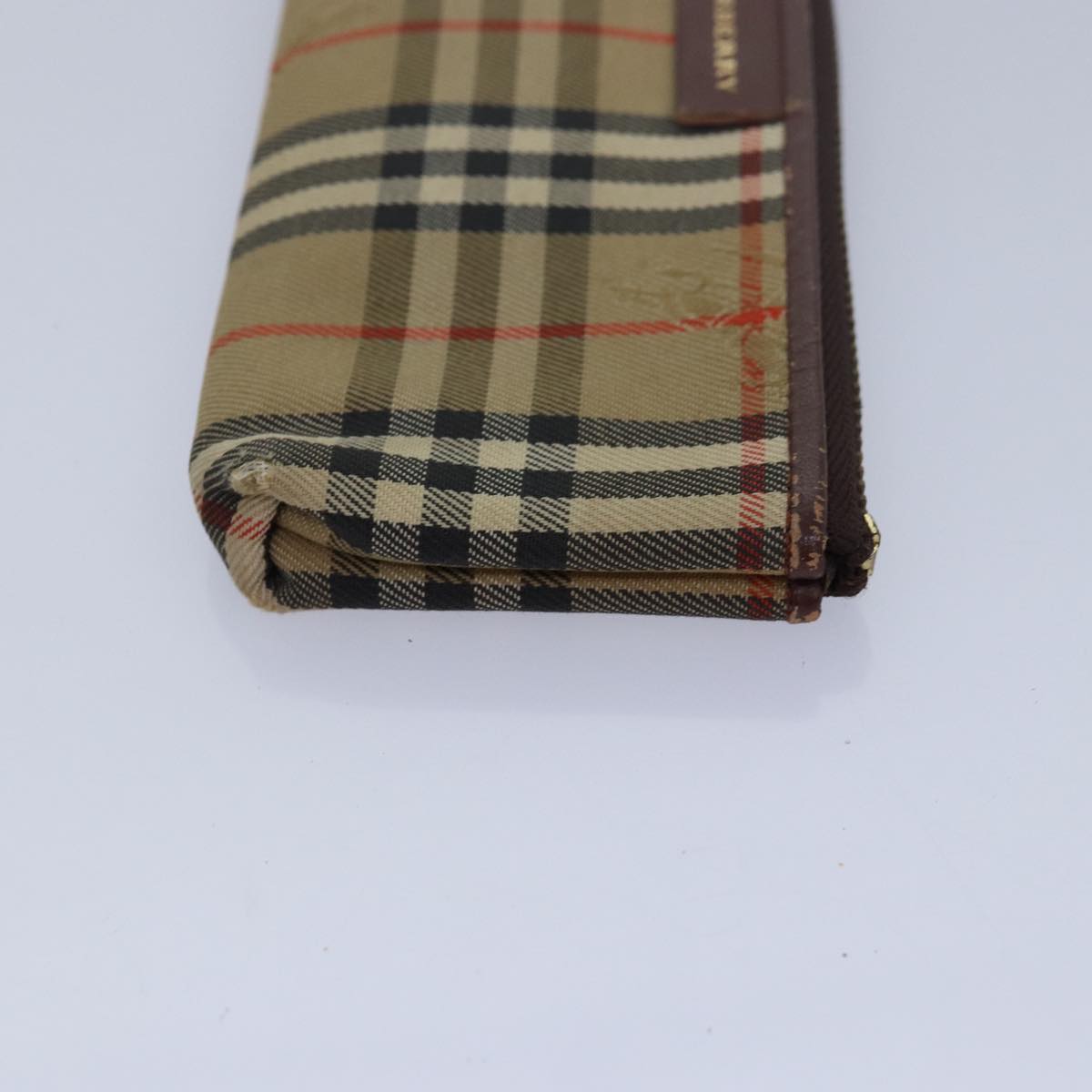 BURBERRY Nova Check Pouch Canvas 3Set Beige Navy Auth yk13612